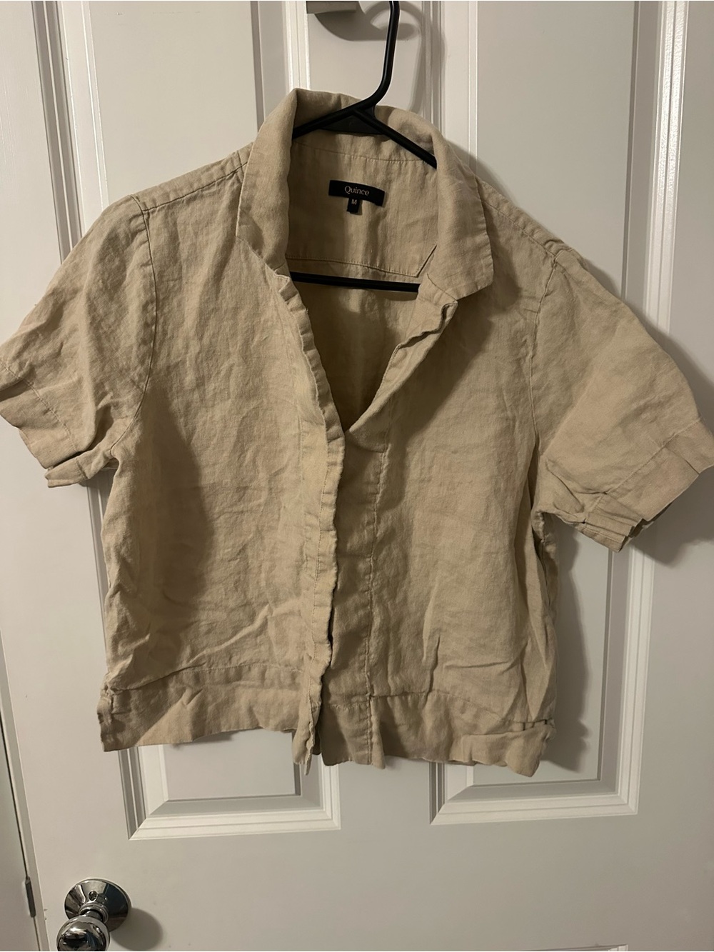 Quince 100% European Linen Short Sleeve Shirt in Driftwood - Picture 8 of 10